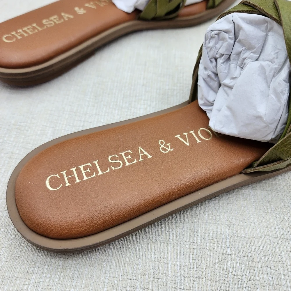 Chelsea & Violet Women's Tarinne Leather Braid Flat Sandals - 10